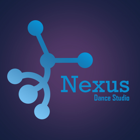 The logo that symbolizes a b-boy doing a handstand connected like a network for Nexus Dance Studio, Ipoh.